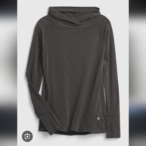 GapFit Breathe Hoodie With Pockets And Thumb Holes, Charcoal